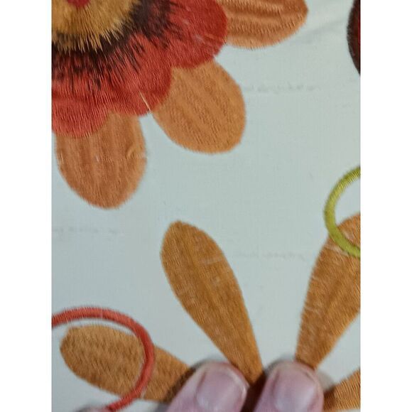 Pier One Throw Pillow w/ Insert Floral Design Embroidered 17”x17” Zipper Cheery - Picture 4 of 6